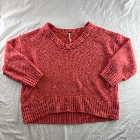 Free People Sweaters - Free People Pink Lightening Brookside Knit Oversized Tunic Sweater Womens Sz XS